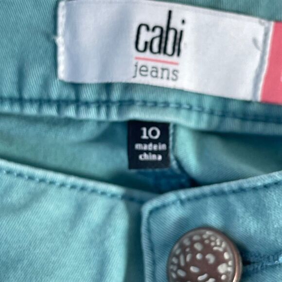 CAbi Tidal Skinny Aqua Jeans Style 5170 Sz 10 - Picture 6 of 10